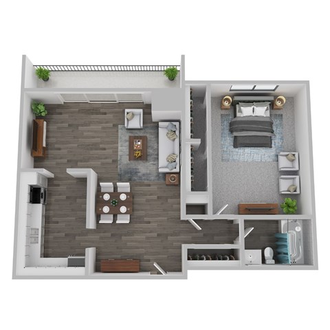 1 Bed 1 Bath Floor Plan | 900 Sq. Ft. at The Rays at Vegas Towers Apartments, Las Vegas, NV